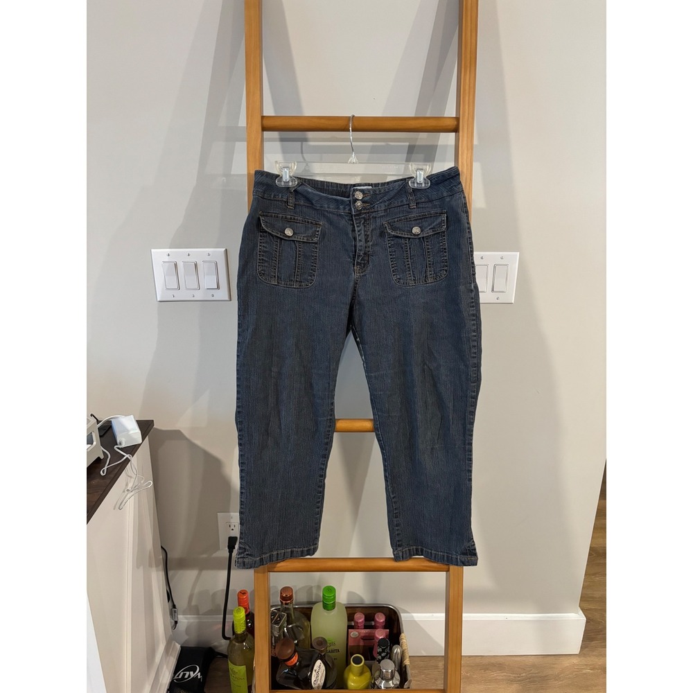 Jennifer Lauren Women Dark Wash Denim Capri Pants Size 13/14 Vintage Y2K
